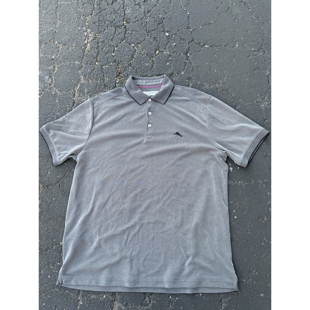 Tommy Bahama Island Zone Polo Shirt Men's Large Grey